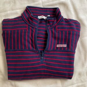 Vineyard Vines Striped Quarter Zip Sweatshirt Shep Shirt American Flag LARGE